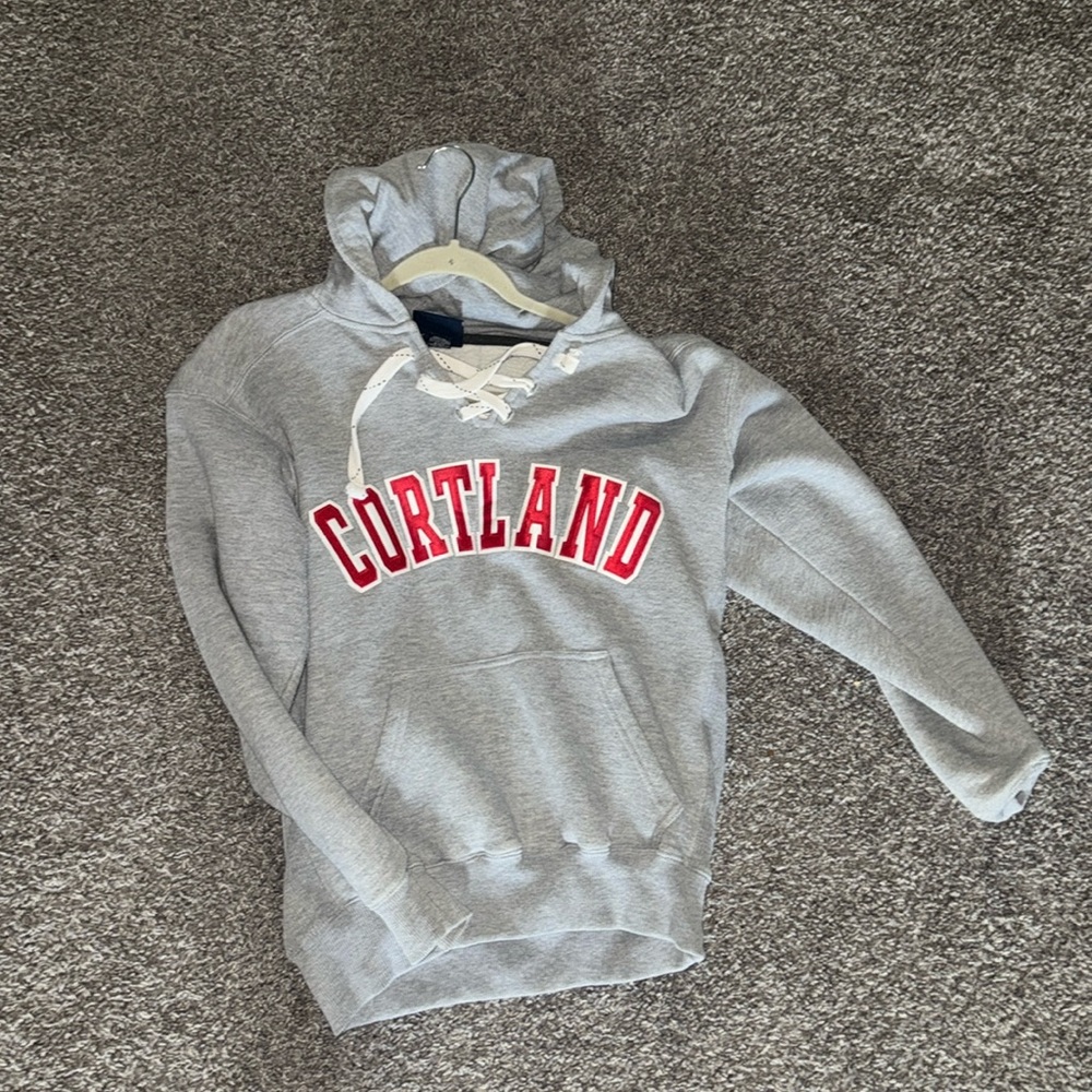 Cortland Gray Lace-Up Hoodie Sweatshirt